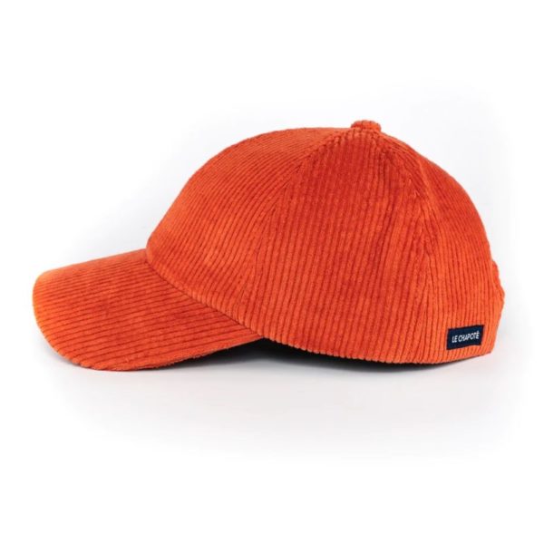 casquette base-ball velours orange de profil
